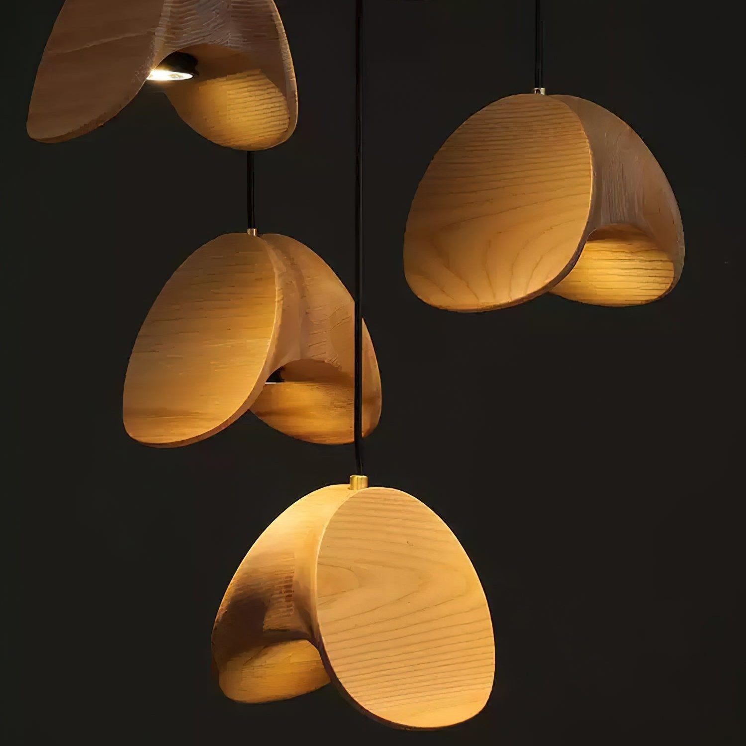 SylvaLeaf Pendant Light Natural Wood Round Leaf Shade - OpalDwell