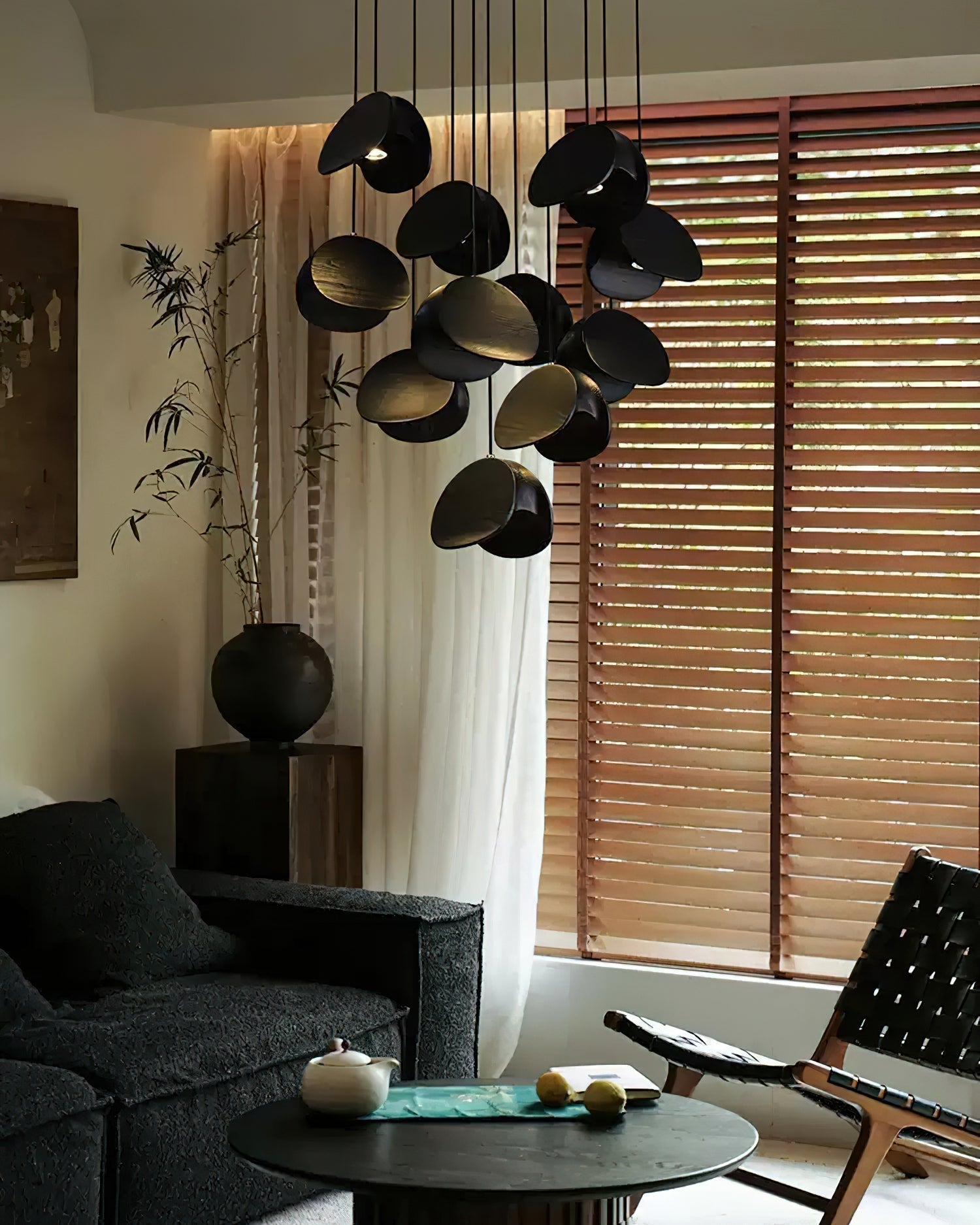 SylvaLeaf Pendant Light Natural Wood Round Leaf Shade - OpalDwell