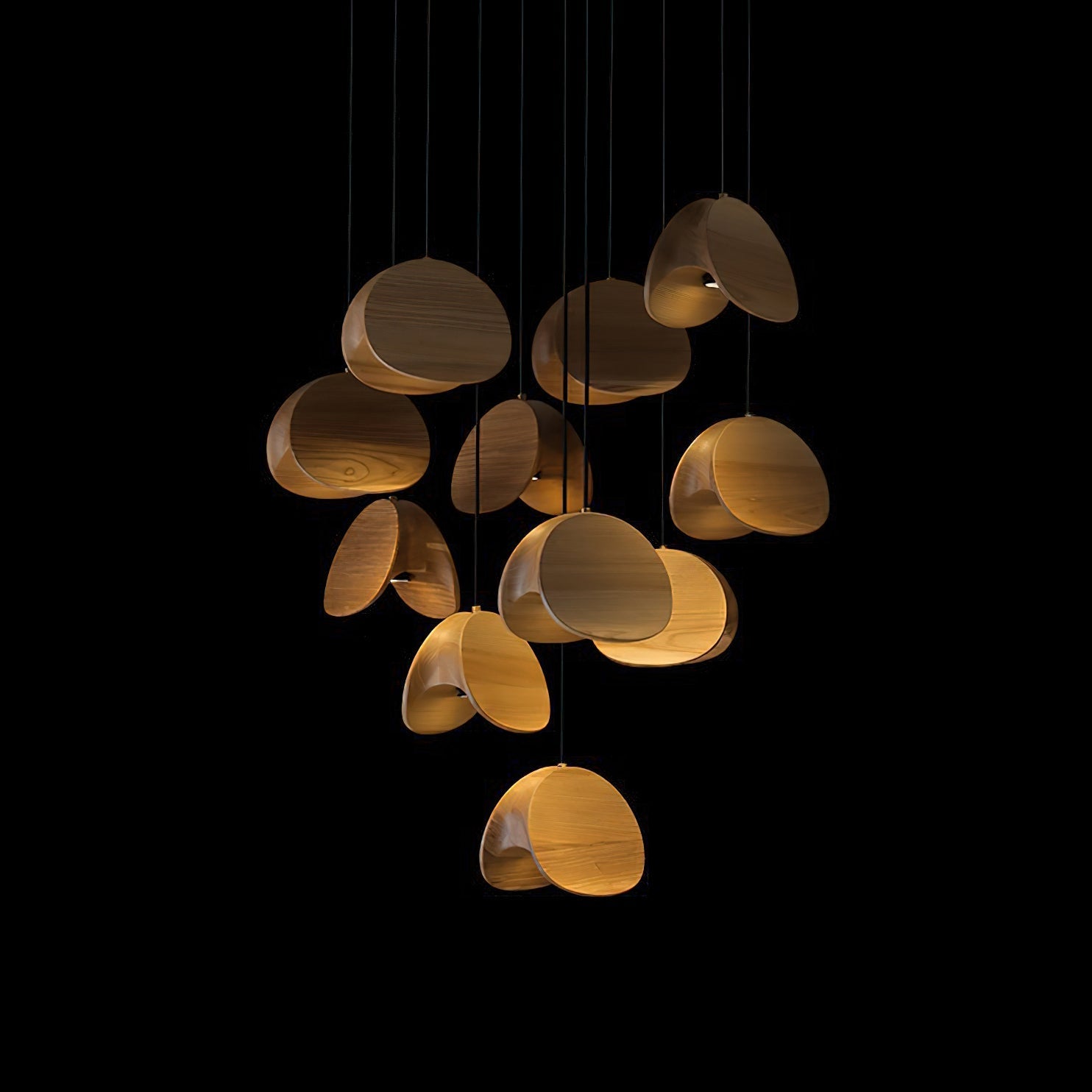 SylvaLeaf Pendant Light Natural Wood Round Leaf Shade - OpalDwell