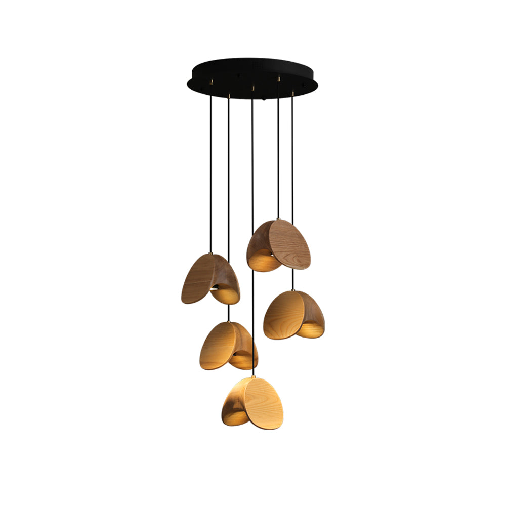 SylvaLeaf Pendant Light Natural Wood Round Leaf Shade - OpalDwell