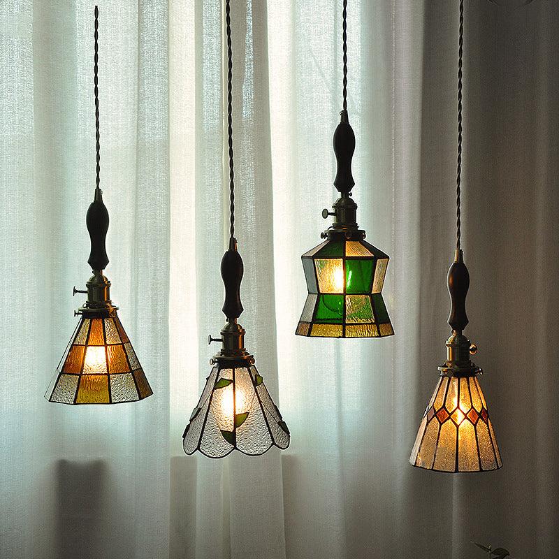 Mirella | Vintage Stained Glass LED Pendant Light, Bulb Included | OpalDwell - OpalDwell