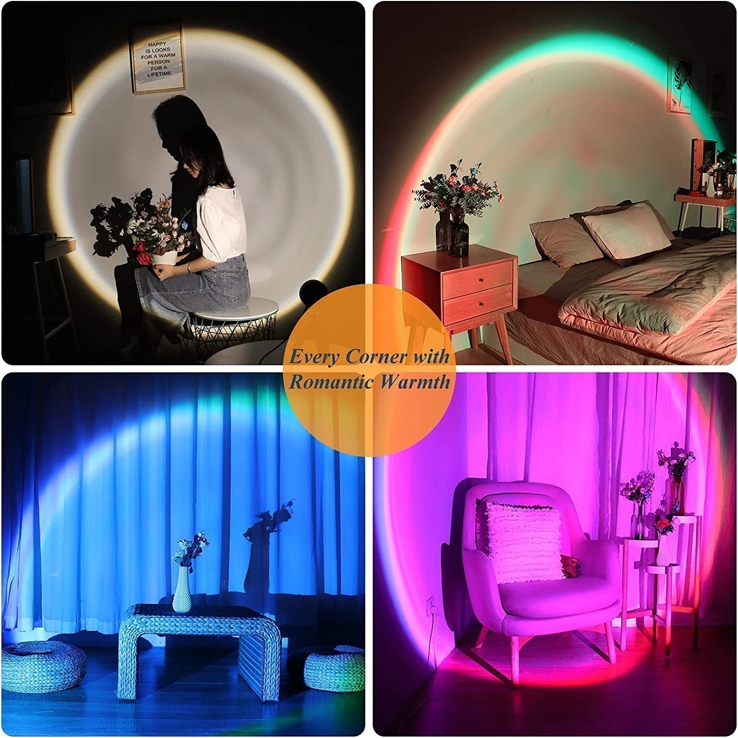 SolaraNova Sunset Projector Desk Lamp USB Powered Mood Lighting - OpalDwell
