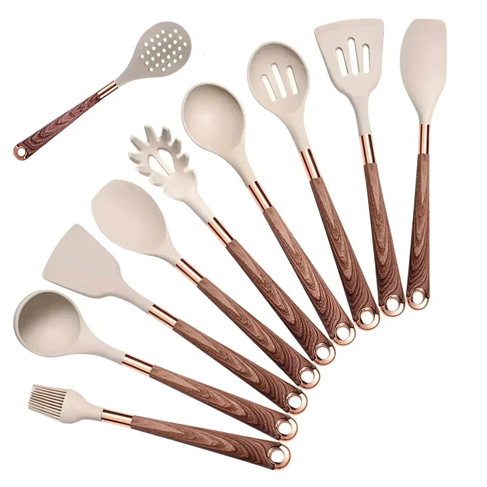 Aurelo Kitchen Elite 10 Piece Stainless Steel Utensil Set With Non Slip Grips - OpalDwell