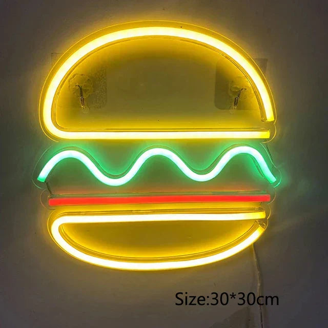 NibbleGlow Neon Night Light Colorful Fast Food Sign - OpalDwell