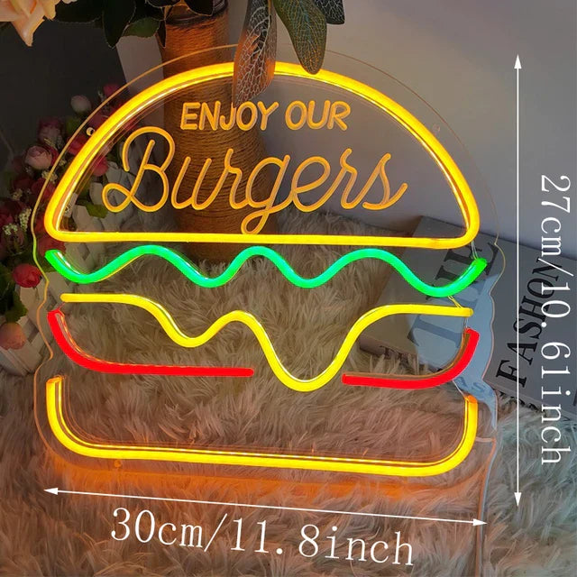 NibbleGlow Neon Night Light Colorful Fast Food Sign - OpalDwell
