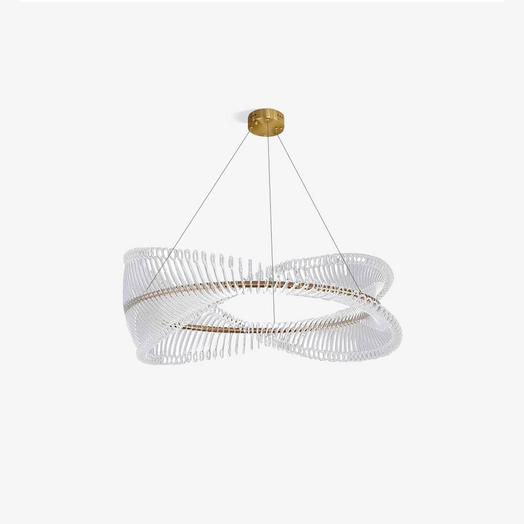 Contemporary Spiral Acrylic Chandelier With Luxury LED Ring Light OpalDwell