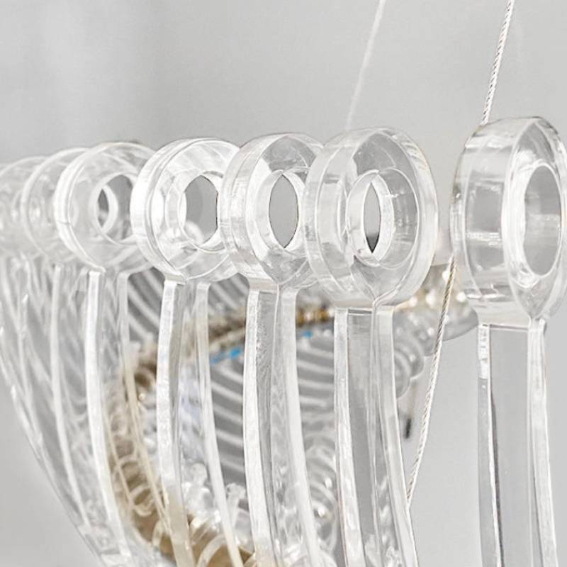 Contemporary Spiral Acrylic Chandelier With Luxury LED Ring Light OpalDwell