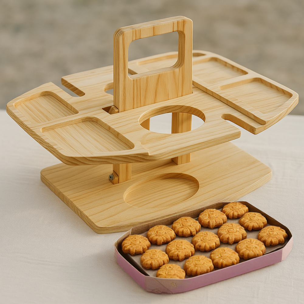 ForestHaven Portable Wood Picnic Table With Cup Holders And Snack Tray - OpalDwell
