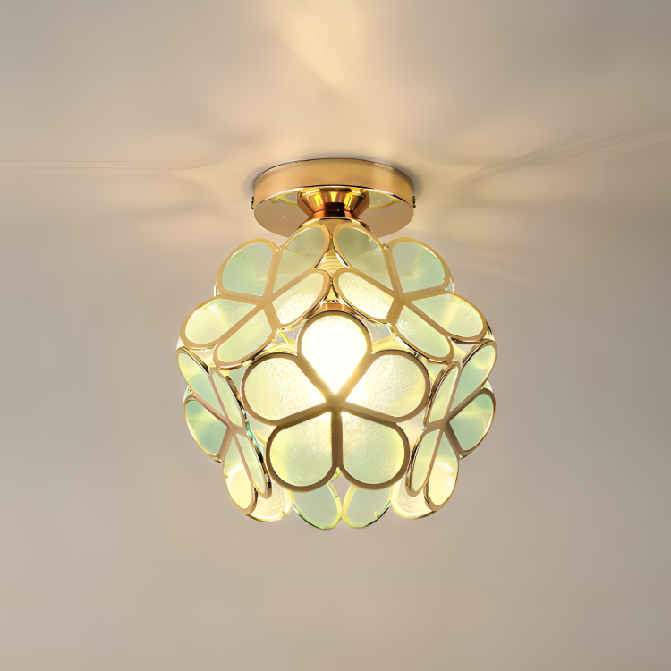 FloraLume Floral Glass Ceiling Light With Floral Motifs - OpalDwell