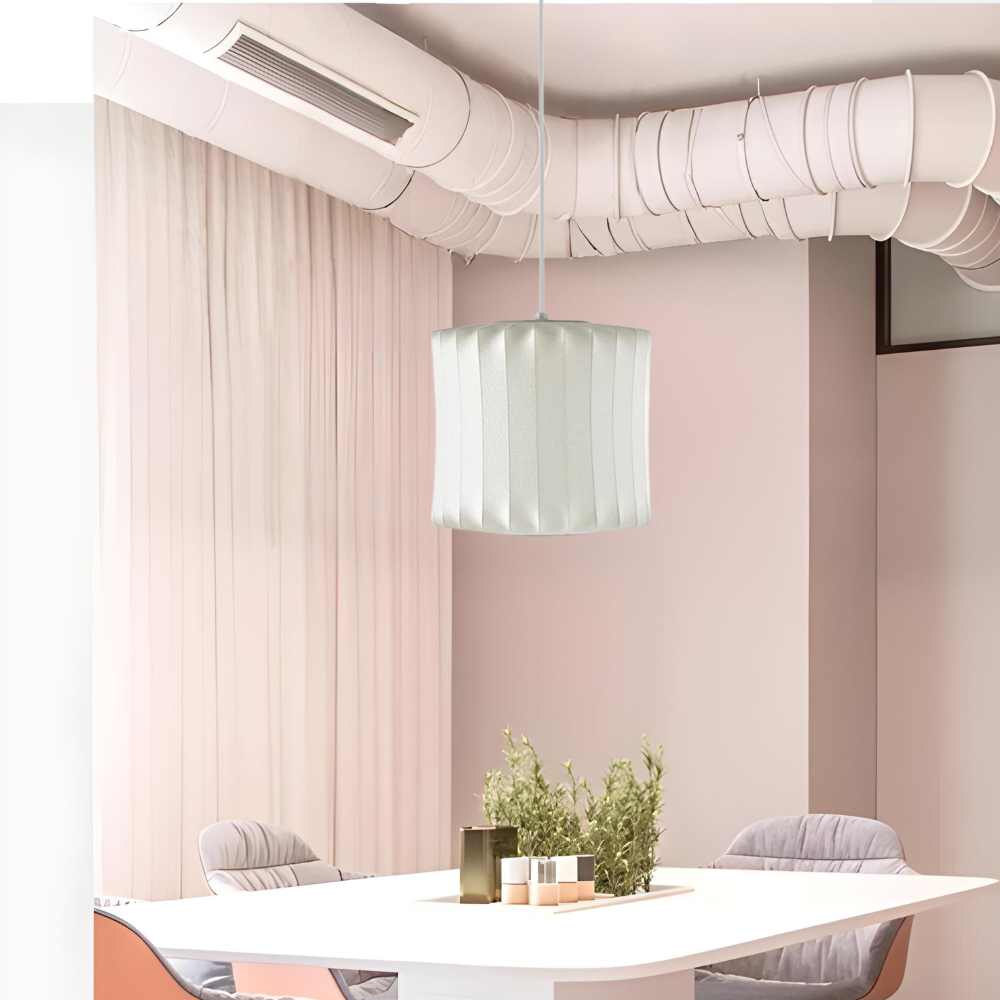 NovaBulle Bubble Lamp | Modern Silk and Steel Pendant Light - OpalDwell