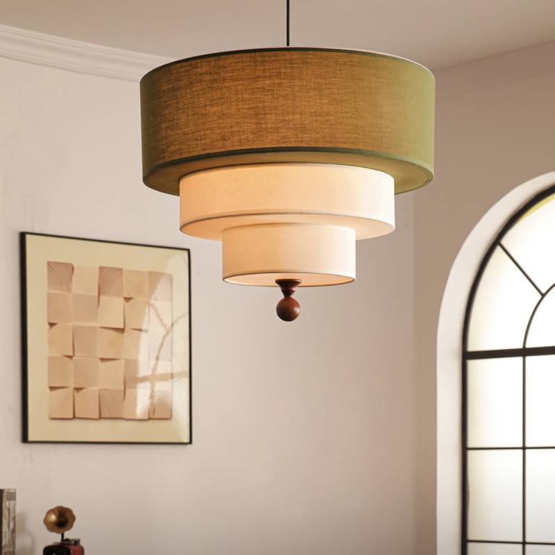 Layered Fabric Pendant Light Soft Ambient Drum Ceiling Fixture OpalDwell