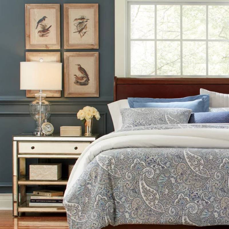 Glass Table Lamp With Fabric Shade For Modern Bedroom Lighting - OpalDwell