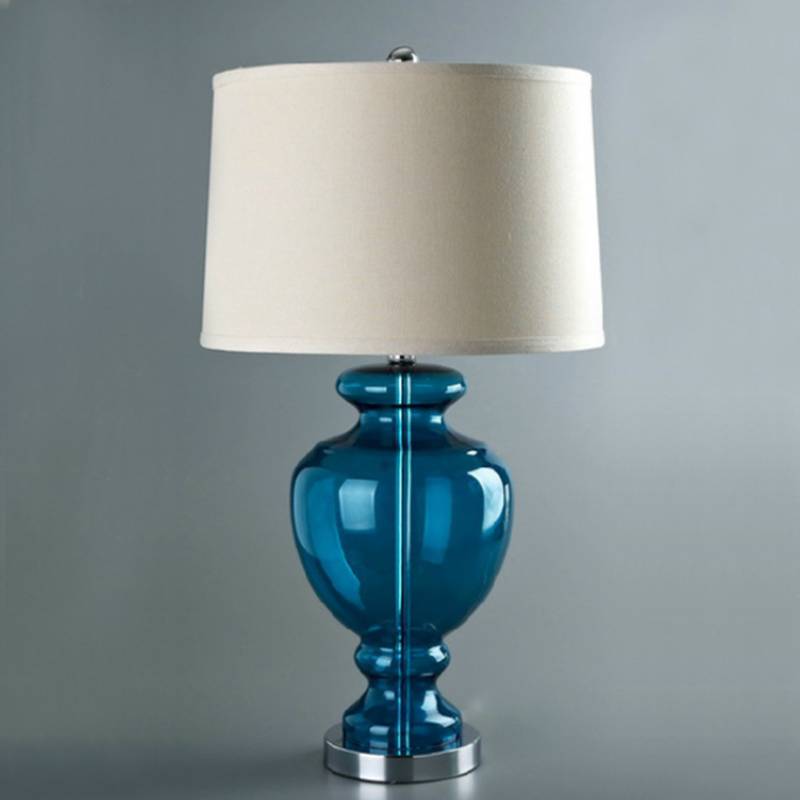 Glass Table Lamp With Fabric Shade For Modern Bedroom Lighting - OpalDwell