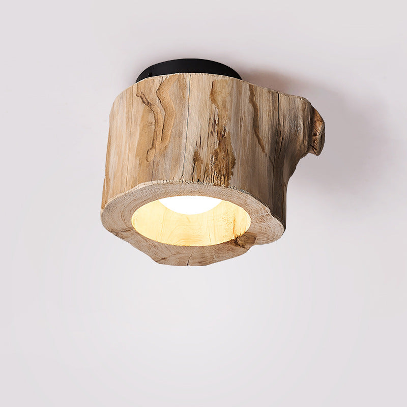 Modern Rustic Wood Ceiling Light With Hollow Log Design OpalDwell