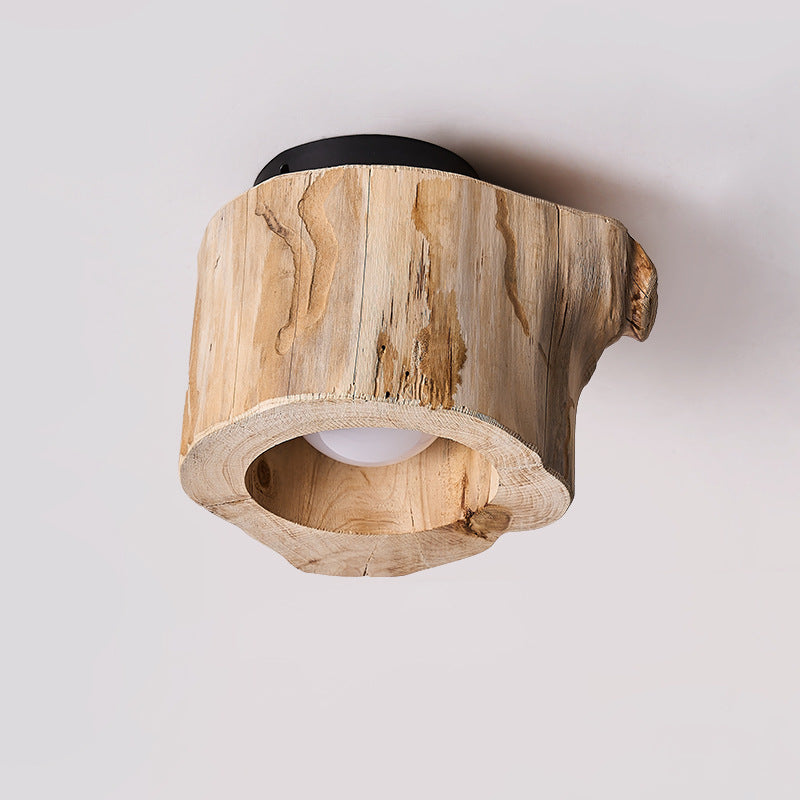 Modern Rustic Wood Ceiling Light With Hollow Log Design OpalDwell