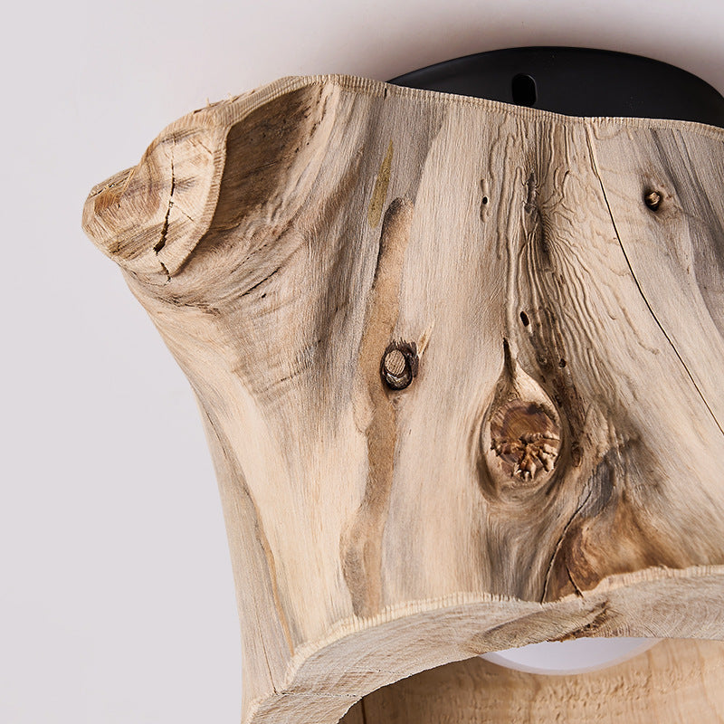Modern Rustic Wood Ceiling Light With Hollow Log Design OpalDwell