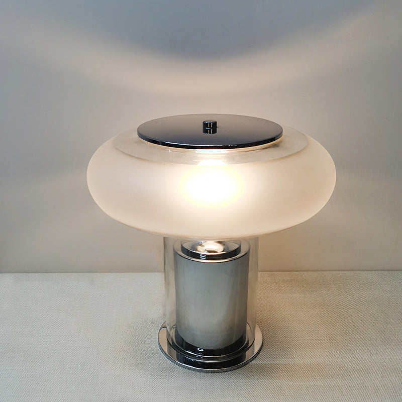 Modern Glass Table Lamp With Chrome Base - StudioAura Ambience - OpalDwell