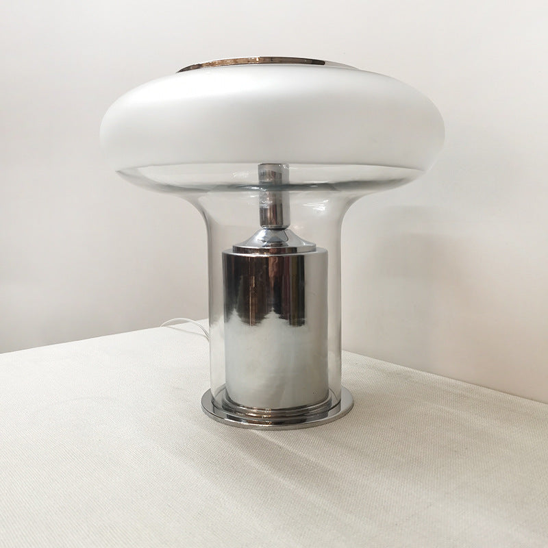 Modern Glass Table Lamp With Chrome Base - StudioAura Ambience - OpalDwell