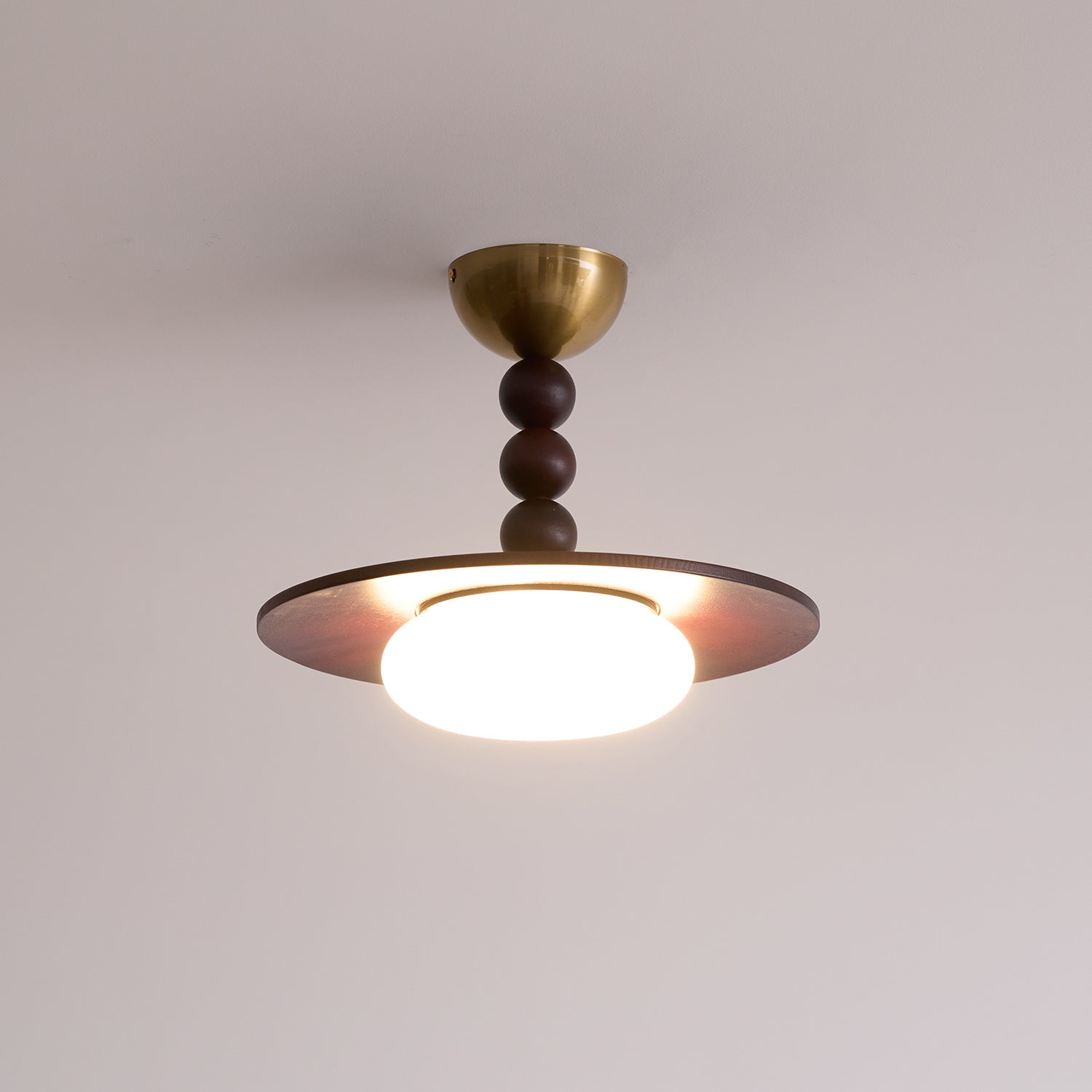 Liora Walnut White Alabaster Ceiling Light With Wood Shade - OpalDwell