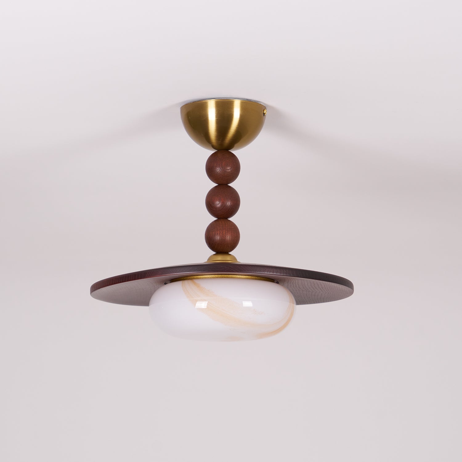 Liora Walnut White Alabaster Ceiling Light With Wood Shade - OpalDwell