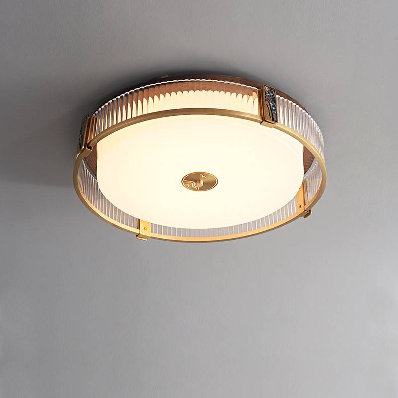 Contemporary Bedroom Ceiling Light In Brass With LED OpalDwell