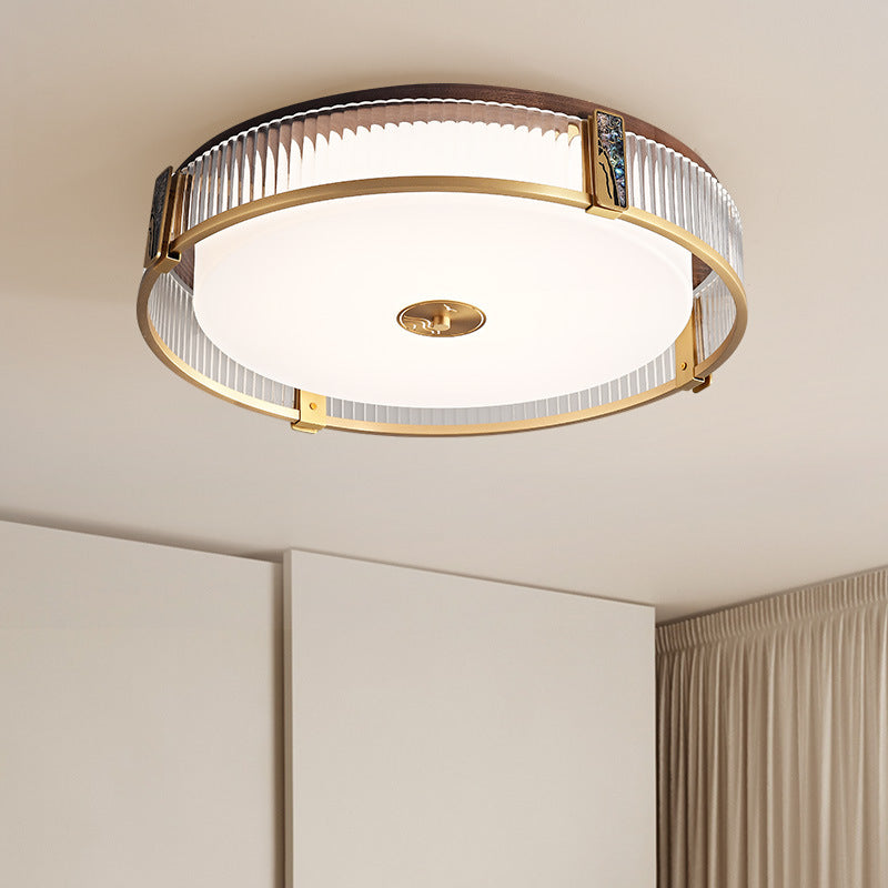 Contemporary Bedroom Ceiling Light In Brass With LED OpalDwell
