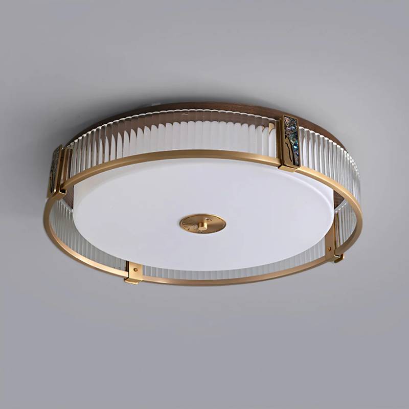 Contemporary Bedroom Ceiling Light In Brass With LED OpalDwell