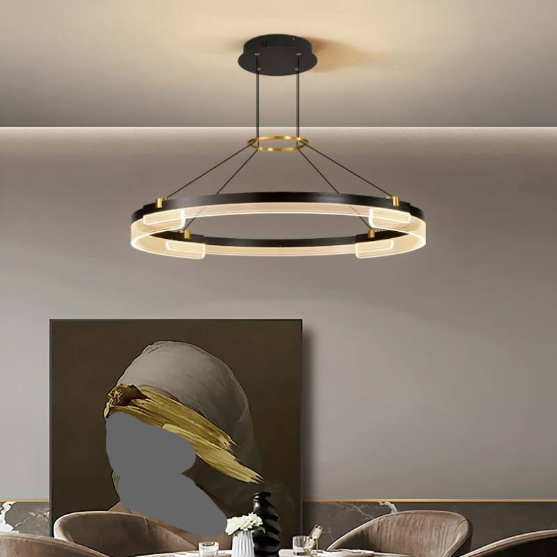 Contemporary Double Ring LED Chandelier With Luxury Acrylic Ceiling Light OpalDwell