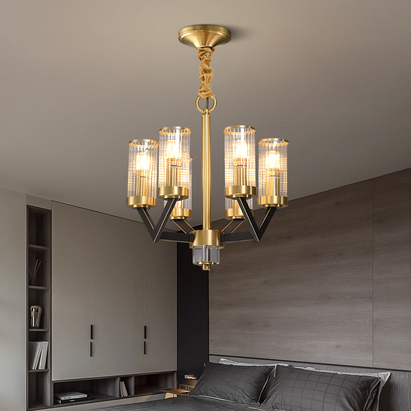 Aurora Gold Chandelier Modern Glass Cylinder Ceiling Light OpalDwell