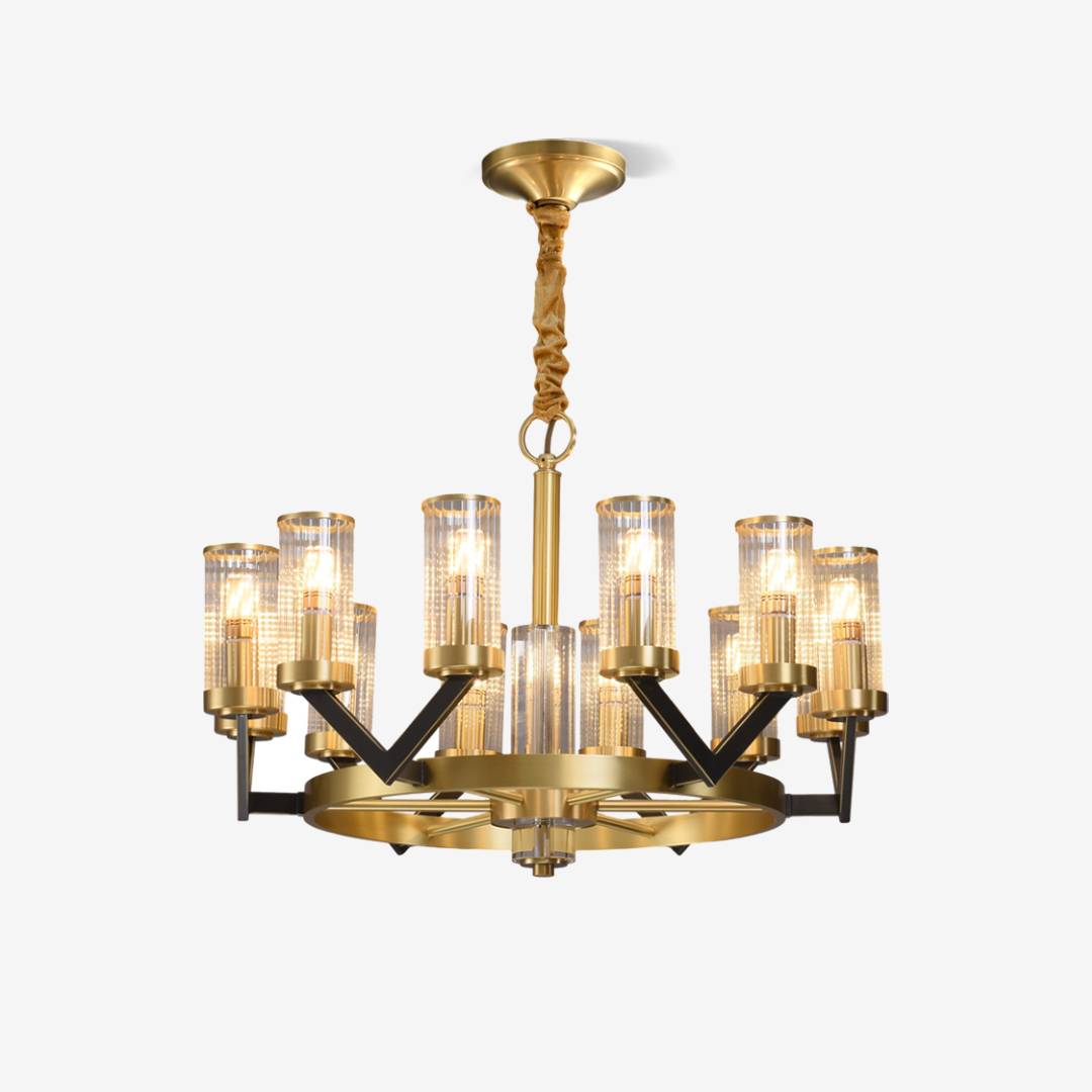 Aurora Gold Chandelier Modern Glass Cylinder Ceiling Light OpalDwell
