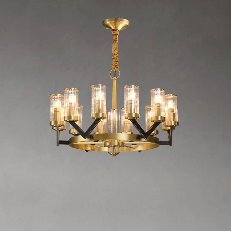Aurora Gold Chandelier Modern Glass Cylinder Ceiling Light OpalDwell