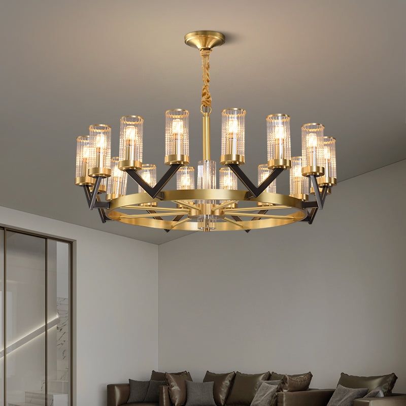 Aurora Gold Chandelier Modern Glass Cylinder Ceiling Light OpalDwell