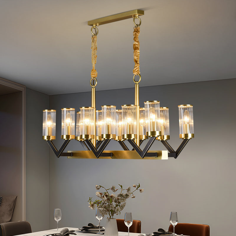 Aurora Gold Chandelier Modern Glass Cylinder Ceiling Light OpalDwell