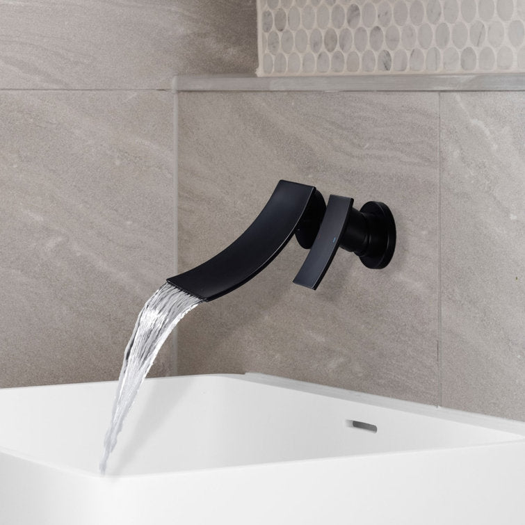 Sleek Single Lever Wall Mounted Waterfall Faucet for Bathroom Sink | OpalDwell OpalDwell
