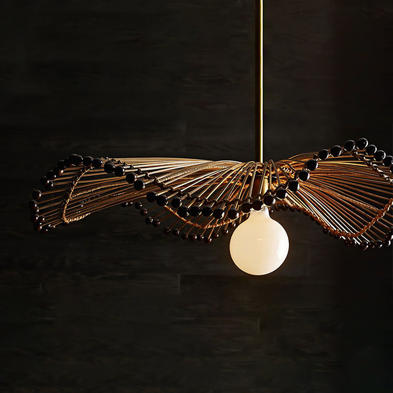 Woven Rattan Pendant Light, Sculptural Decorative Ceiling Fixture OpalDwell