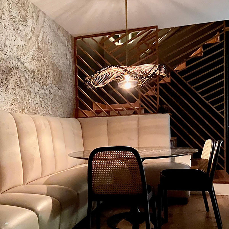 Woven Rattan Pendant Light, Sculptural Decorative Ceiling Fixture OpalDwell