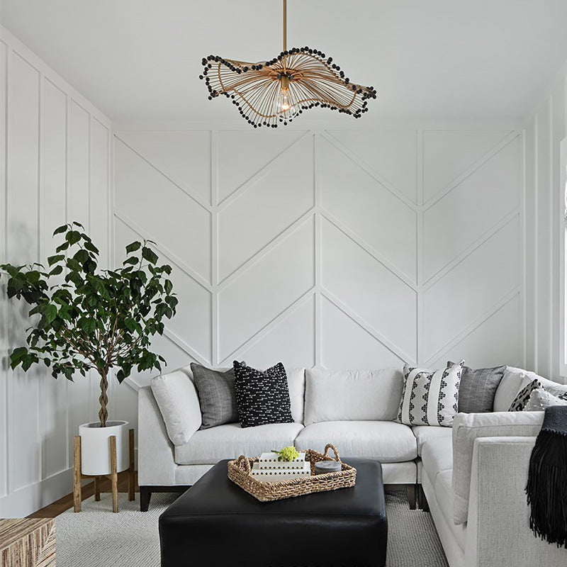 Woven Rattan Pendant Light, Sculptural Decorative Ceiling Fixture OpalDwell