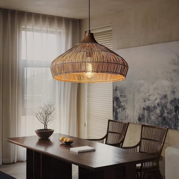 LumaWeave Rattan Pendant Light Handwoven for Warmth - OpalDwell