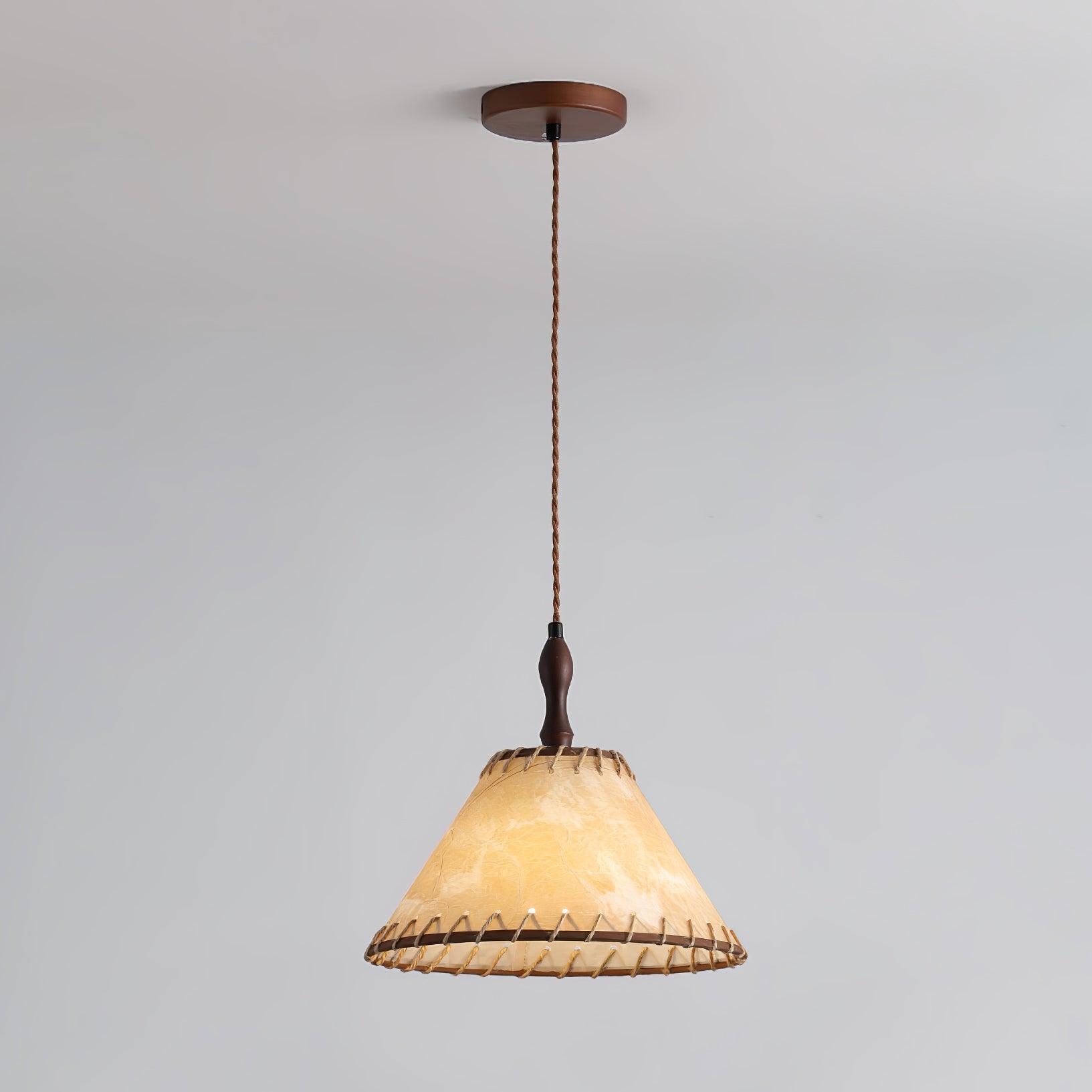 TimberLume Wood Pendant Light With Soft Fabric Shade - OpalDwell