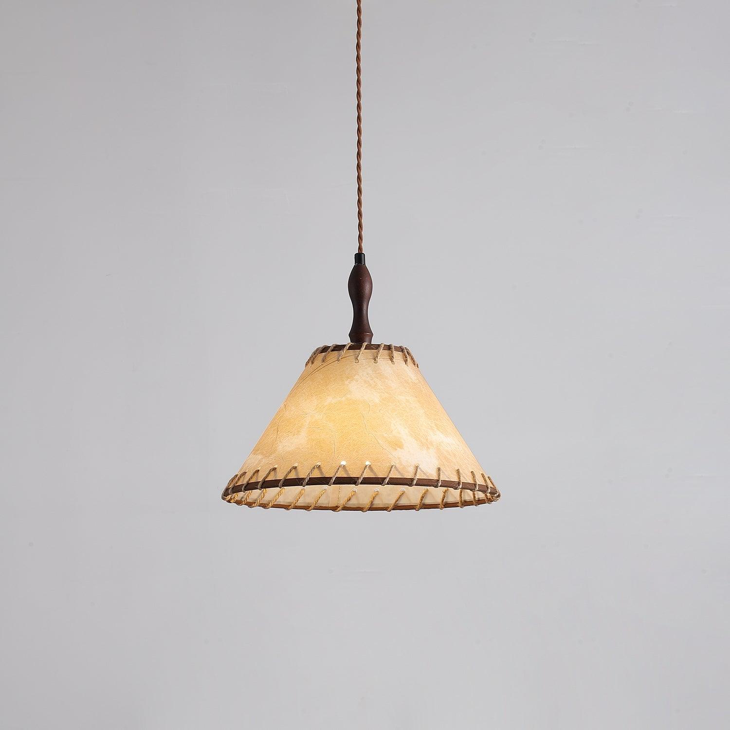 TimberLume Wood Pendant Light With Soft Fabric Shade - OpalDwell