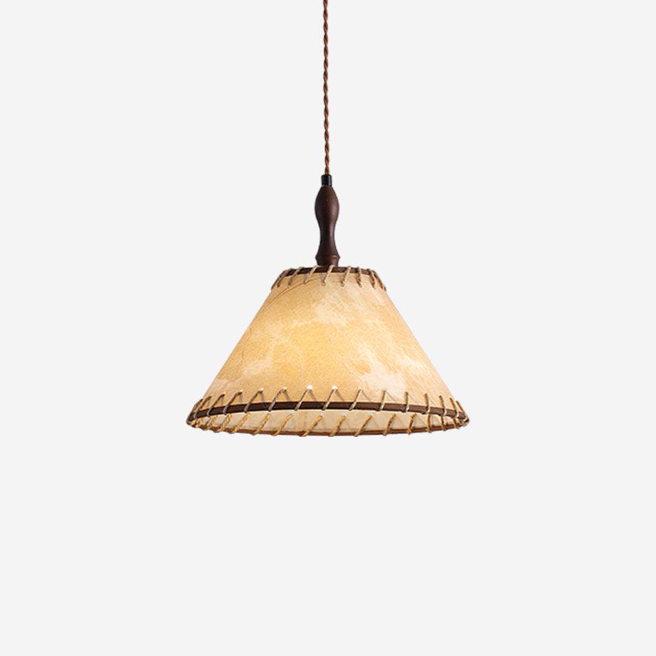 TimberLume Wood Pendant Light With Soft Fabric Shade - OpalDwell