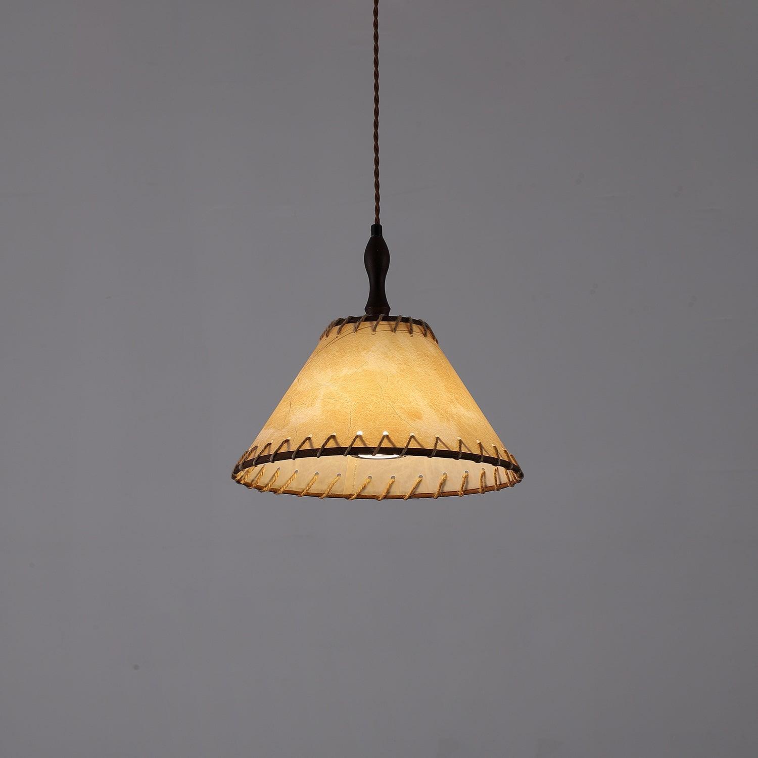TimberLume Wood Pendant Light With Soft Fabric Shade - OpalDwell