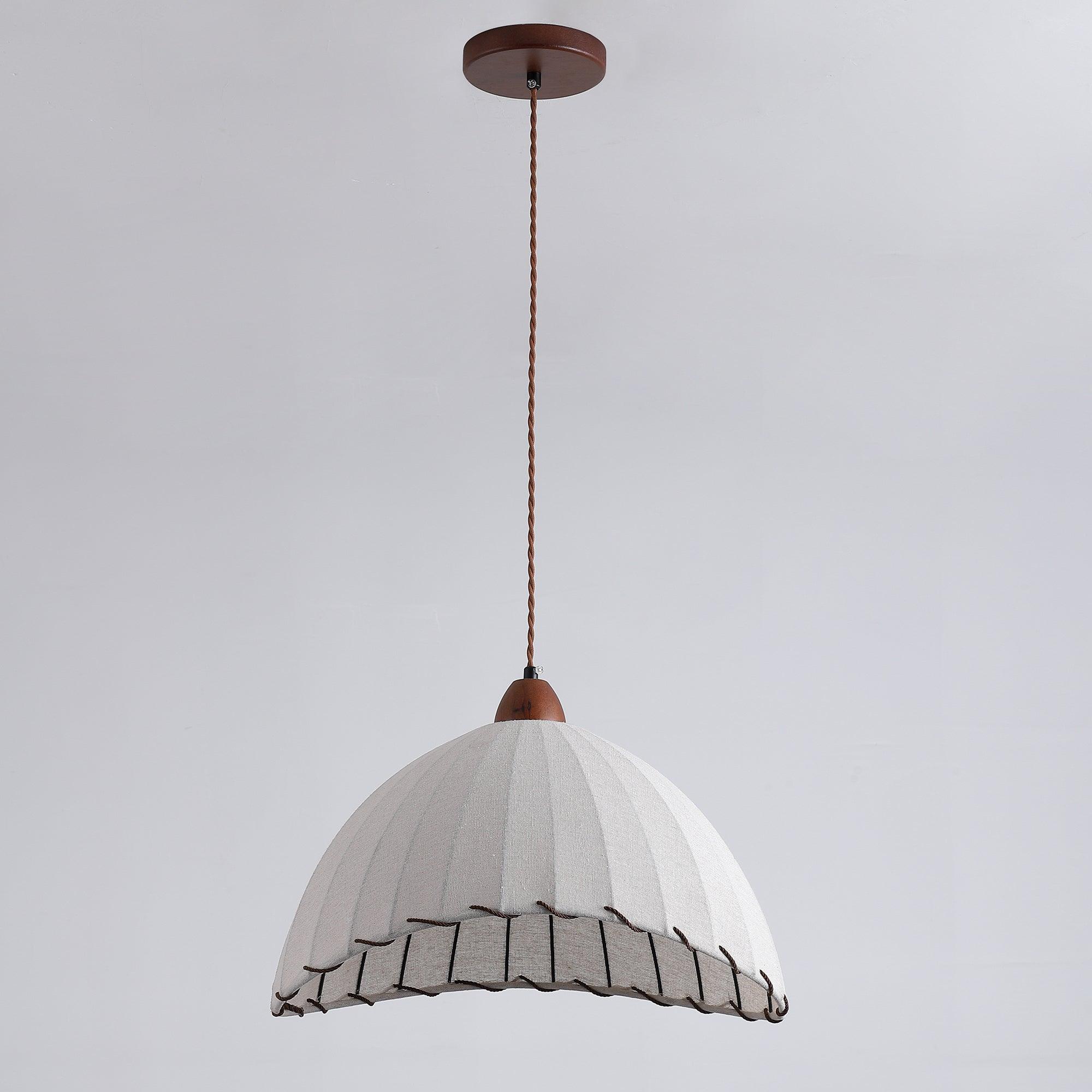 TimberLume Wood Pendant Light With Soft Fabric Shade - OpalDwell