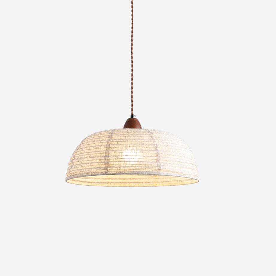 TimberLume Wood Pendant Light With Soft Fabric Shade - OpalDwell