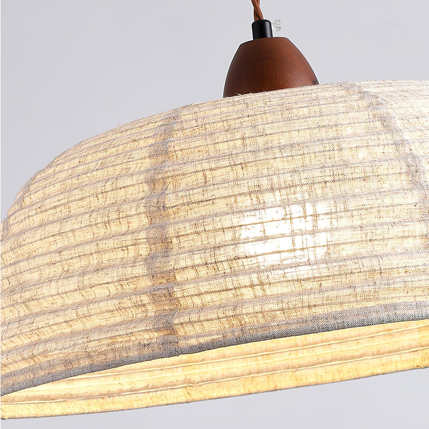 TimberLume Wood Pendant Light With Soft Fabric Shade - OpalDwell