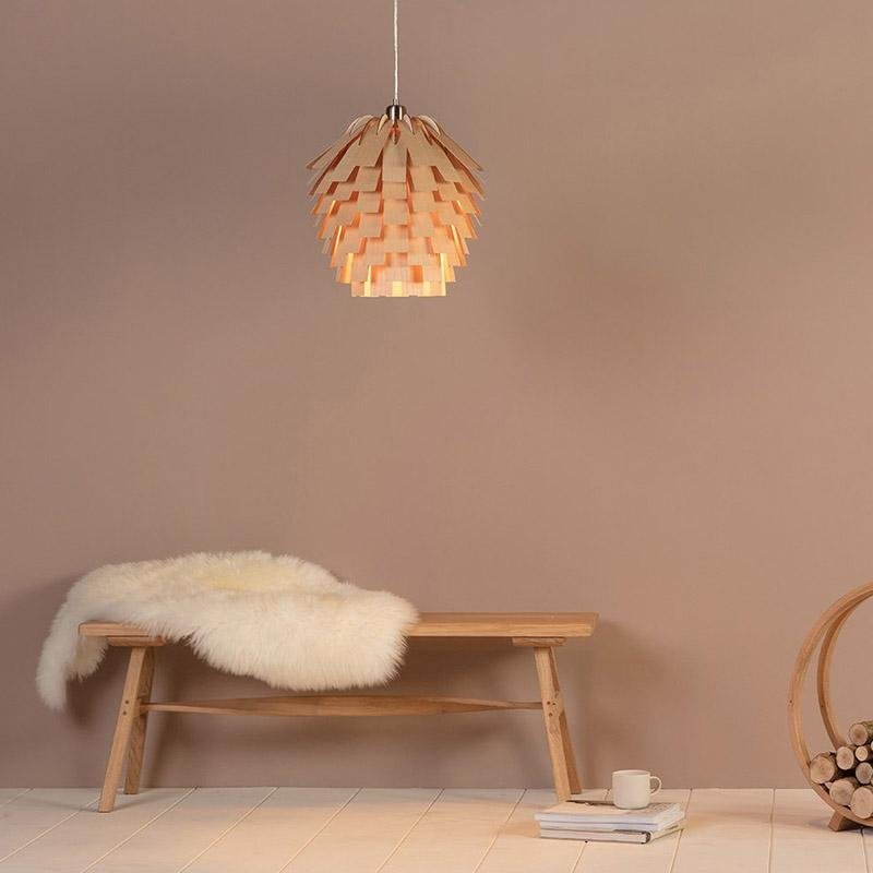 SylvaArtichoke Wood Pendant Lamp Rustic Hanging Light - OpalDwell