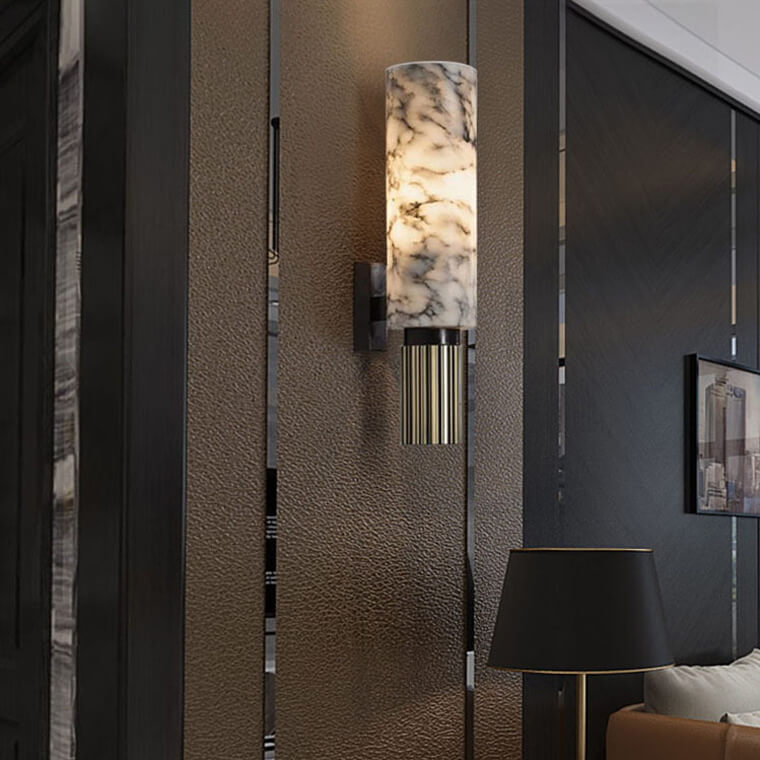 Astra Marble Wall Lamp Dimmable for Living Rooms and Entryways - OpalDwell