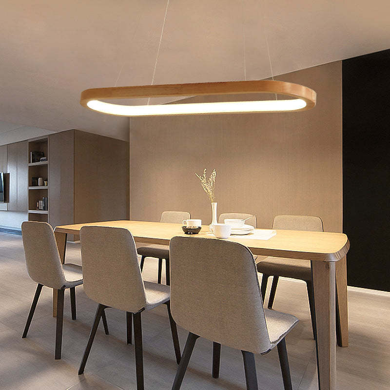 LumaWood Modern Hanging Lamp Metal And Wood With LED - OpalDwell