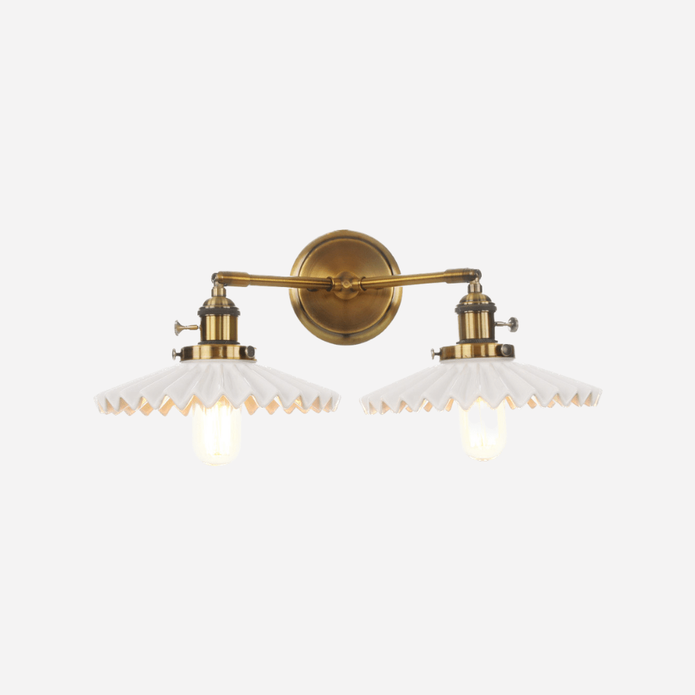 Aurelia Ceramic Wall Lamp With Dual Shades, Antique Gold - OpalDwell