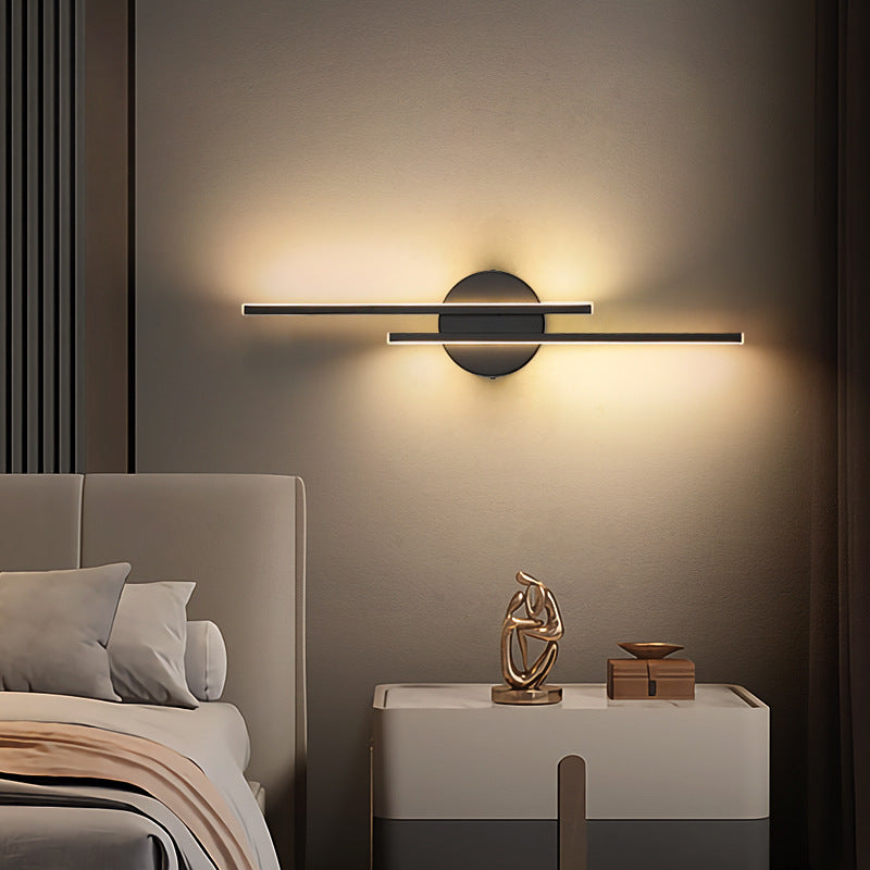 Fjordra Nordic Disc and Linear LED Wall Lamp Black White - OpalDwell